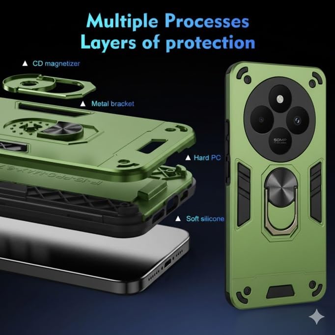 Image of Armor Kickstand Defender Back Cover case Mobile Cover for Poco C75 5G / Poco M7 5G / Redmi 14C 5G / Redmi A4 5G