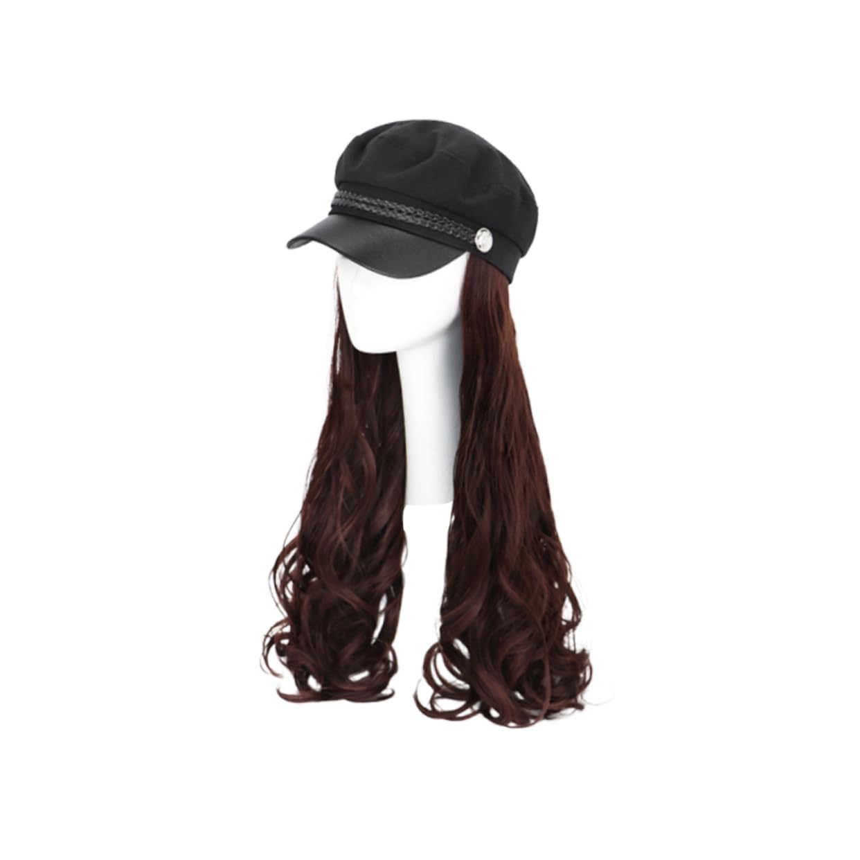 LIFKOME Women's Hair Wig Cap Navy Blue One-piece Hat Wig Fashion Hairpiece Hair Extension for Special Occasions