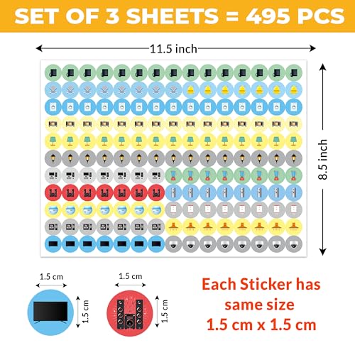 Image of Trueflair Stickers for Switch Board for Home Wall Switches, Contain All Common Switch Stickers (Colorful Design 2)