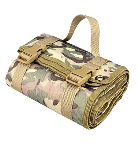 Grantien Tapete tático para tiro, tapete de rolo com correias para fixação de material de caça, camuflagem Oxford 900D 200 * 75 cm