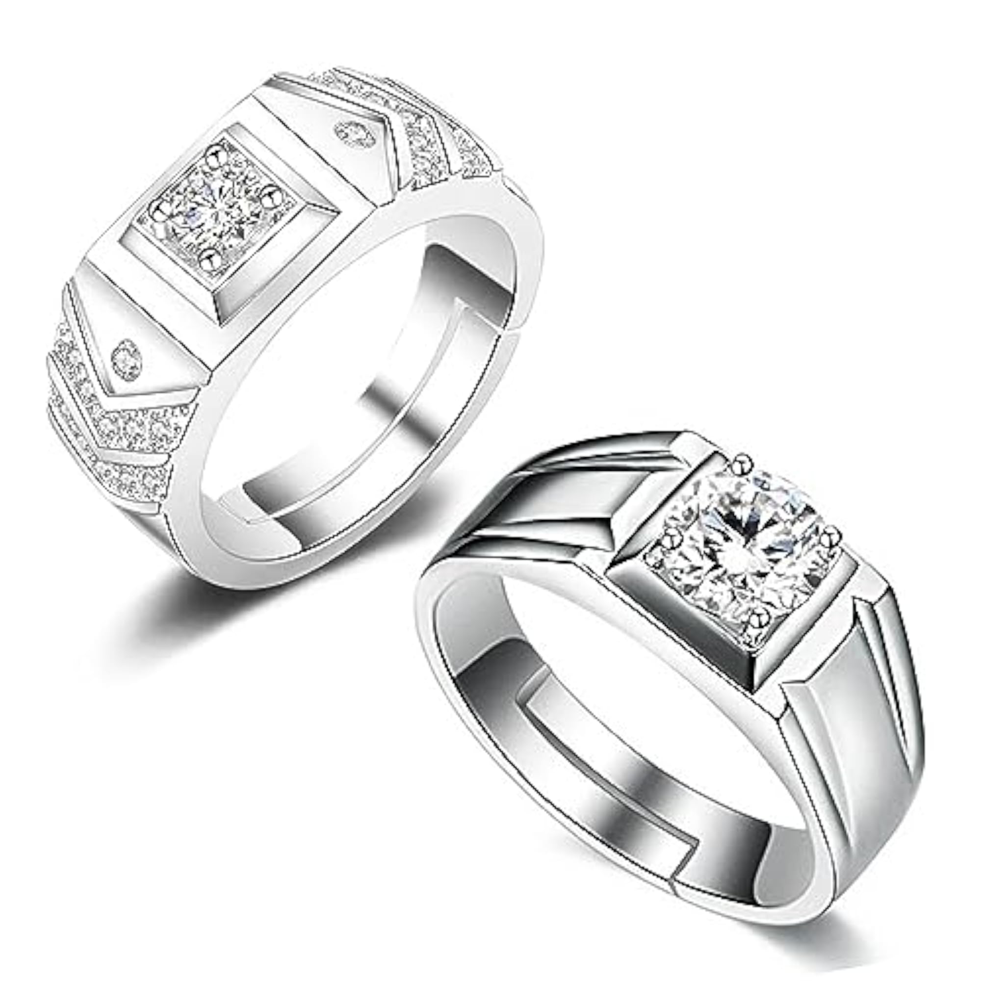 Men's Adjustable American Diamond Solitaire Thumb Ring