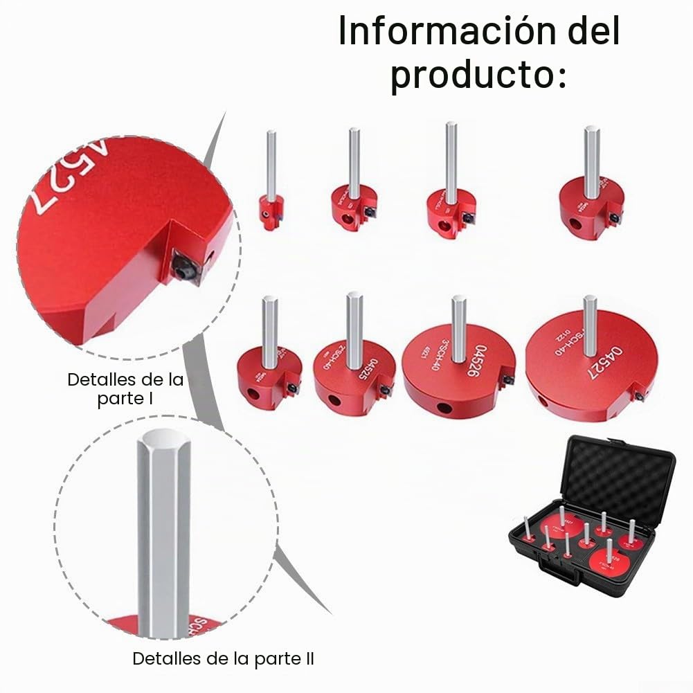 Kit de escariador de PVC 8 piezas, kit de escariador de tubería de PVC, kit de escariador de aluminio, 1/2-4 pulgadas para accesorios de PVC/CPVC/ABS