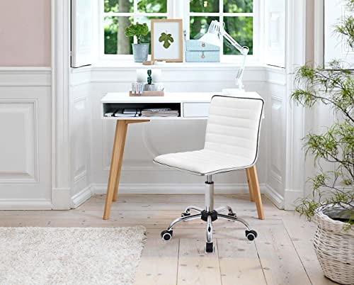 image for Furmax Mid Back Vanity Chair for Makeup Room, Low Back PU Leather Swiv
