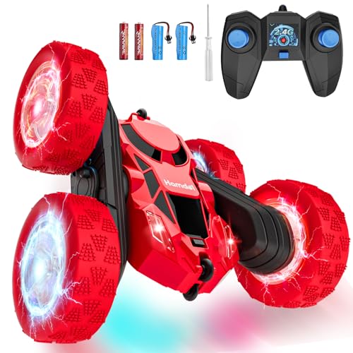 Image of Hamdol Remote Control Car for Kids Ages 6-12, 4WD RC Stunt Car with LED Lights & 360 Flips, 2.4GHz Fast Electric Toy Vehicle, Upgraded Battery, Birthday for Boys Ages 8-10