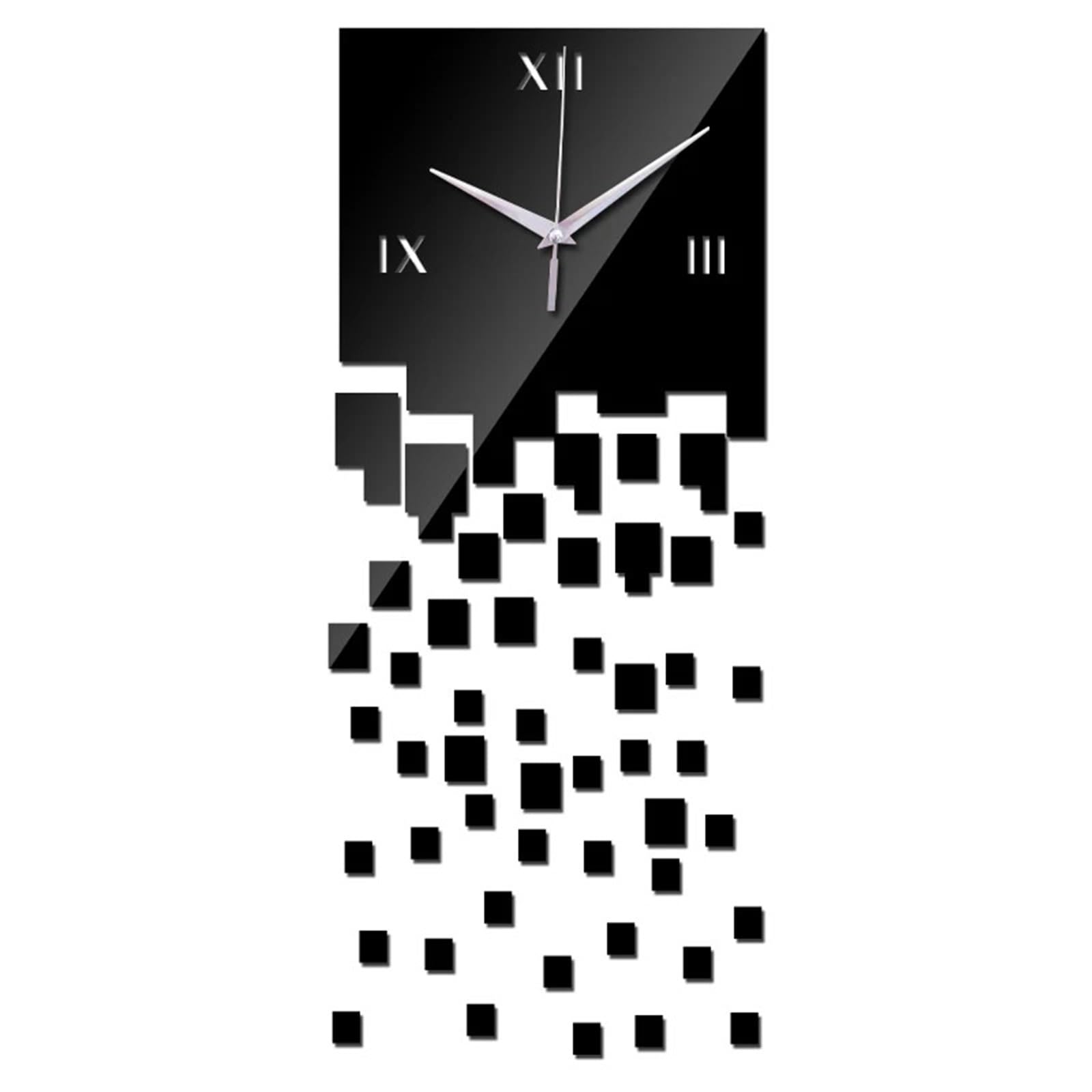 VFDVSWZSA Stylish wall clock, Wall Quartz Clocks Home Decor Watch For Living Room Study Clock Mirror Material Sticker(Black)