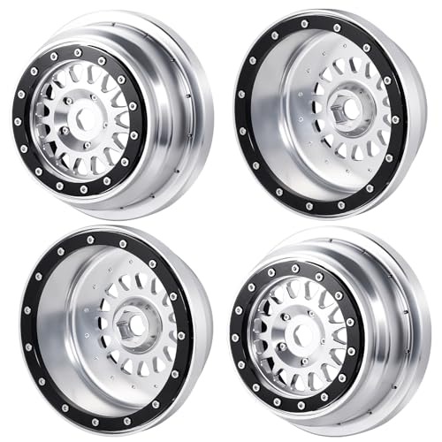 MORFUM 4PCS Aluminium Beadlock Wheels 1/6 RC Wheel Hubs Rims CNC Beadlock Wheel Rims Wheel Hubs Compatible with Losi 1/6 Super Baja Rey 2.0 RC Crawler Car Upgrades