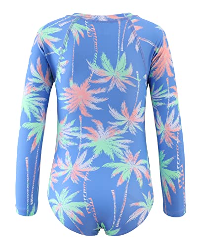 Image of Girls Rash Guard Long Sleeve One Piece Swimsuits Stripes Zipper Bathing Suits UPF 50+ /Sun Protection