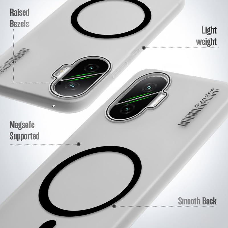 Image of Mr. Case Back Cover for Poco F7 5G Elegant Frosted White Translucent Back Only Compatible with Wireless Magnetic Accessories | Anti-Scratch Shockproof Phone Case - Black