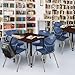 Romig Trek 42 in. Square Adjustable Classroom Table- Mahogany & 4 Andy 18 in. Stack Chairs- Blue