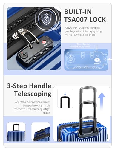 Image of Carry On Luggage 22x14x9 Airline Approved, Suitcases with Wheels