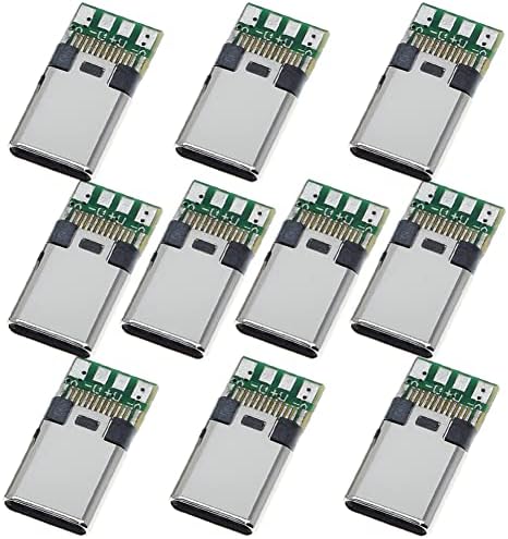 ANMBEST 10PCS USB 3.1 Type C Connector 24 Pins Male Plug Socket Receptacle Adapter to Solder Wire & Cable 2…