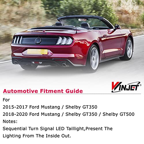 Winjet Tail Lights Assembly For 2015-2020 Ford Mustang, Full Led Multi-Funtional Lights Modes Sequential Turn Signal/Drl Taillights Replacement, Rear Brake Lamp A Pair L+R Black Housing Smoke Lens #TOP4