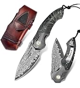 VNLA handmade Japan Damascus steel pocket knife,3.39in VG10 blade