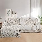 H.VERSAILTEX Reversible Sofa Cover Couch Cover for Dog Sofa Slipcover for Most Shape Sofa Furniture Protector with Tassels Sectional Couch Cover (XX-Large: 91" x 134", Sand/White) - Image 4