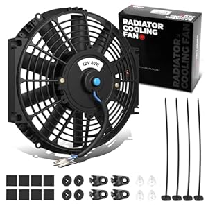 DNA Motoring 12 Inch High Performace Electric Cooling Slim Radiator Fan with Mount Kit, Black, RAF-12+FMK