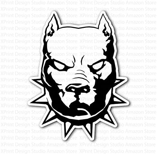 Pitbull Dog with Spiked Collar Head Sticker