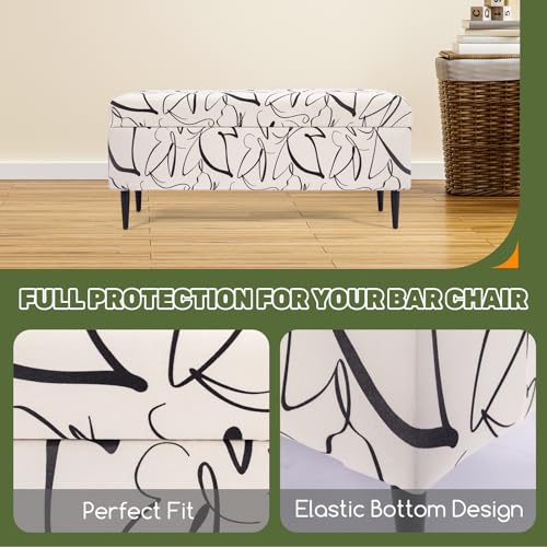 Image of FUANGUI Ottoman Cover Stretch Storage Ottoman Bench Slipcover Printed Folding Storage Bench Ottoman Cover Footrest Stool Slipcover Footstool Protector Cover with Elastic Bottom, Large,84