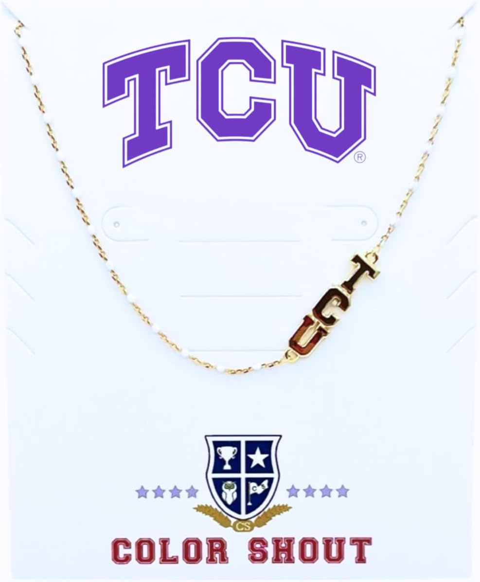 The Texas Christian University Necklace: Side Set TCU Enamel Bead Necklace