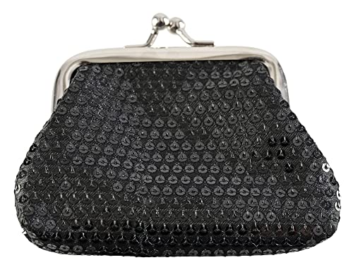 HOME-X Black Sequin Coin Purse, Small Change Wallet for Women 4