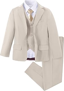 Boys Suit Slim Fit 5 Piece for Kids Toddler Suit Wedding Outfit for Teenage Boys Formal Tuxedo Set - Buy now