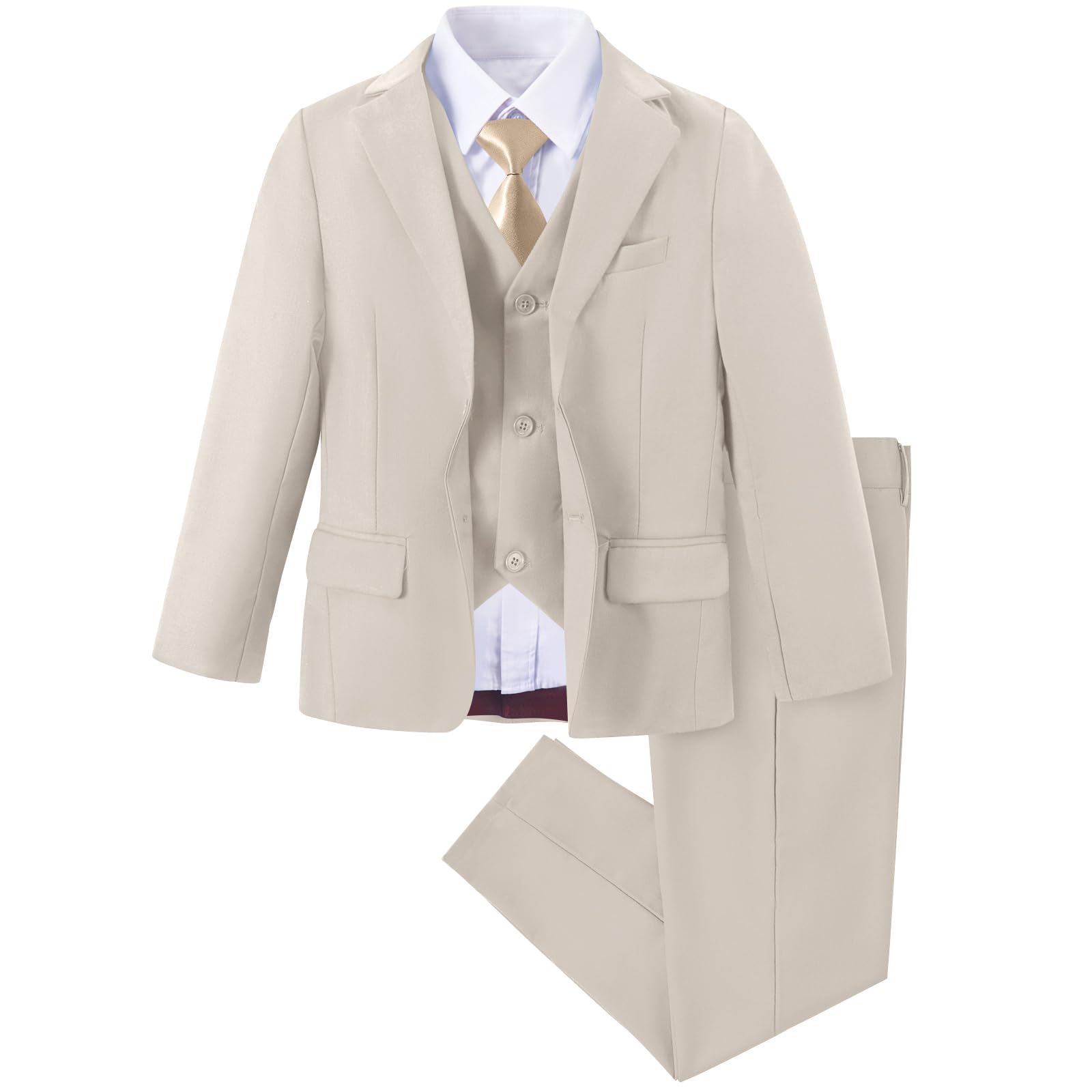 Boys Suit Slim Fit 5 Piece for Kids Toddler Suit Wedding Outfit for Teenage Boys Formal Tuxedo Set