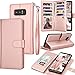 Tekcoo Compatible for Galaxy Note 8 Wallet Case/Samsung Galaxy Note 8 PU Leather Case, Luxury ID Credit Card Slots Holder Carrying Flip Cover [Detachable Magnetic Hard Case] Kickstand - Rose Gold
