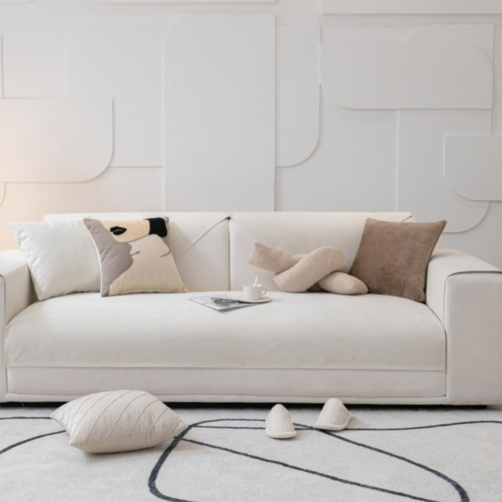 Yestree Waterproof Sofa Cover 3 Seater,Non-Slip Sofa Slipcover for Kids, Pets, Dogs, Cats, Non Slip Durable Settee Covers Furniture Slipcovers(Cream 90 * 120cm)