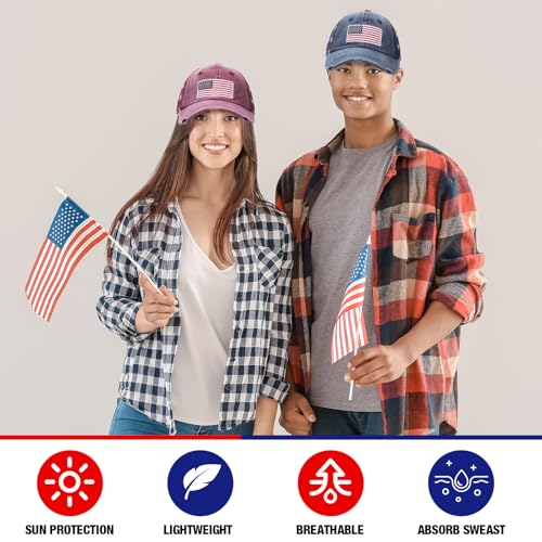 Image of Tarpop 6 Pcs American Flag Baseball Cap 250th Anniversary Tactical American Flag Hats Adjustable Washed Us Cap for Women Men(Multi Color,Elegant Style)