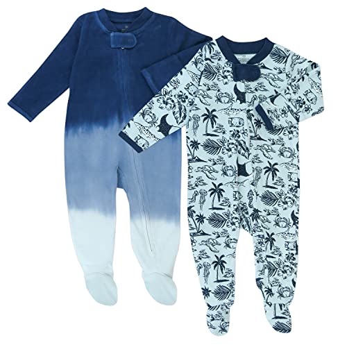 Image of HonestBaby Baby 2-Pack Organic Cotton Footed Pajama Sleep & Play