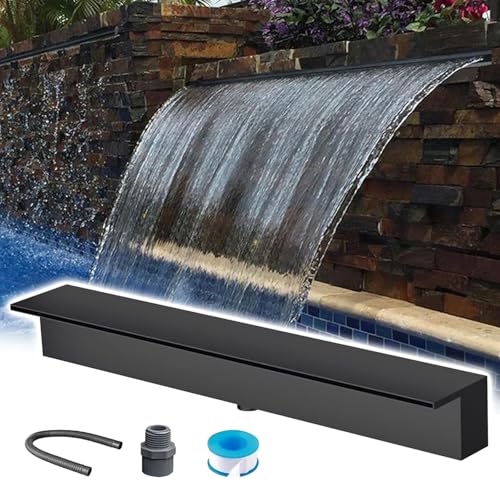 CHZDPP Stainless Steel Pond Waterfall Spillway with Accessories, Black/Silver Backyard