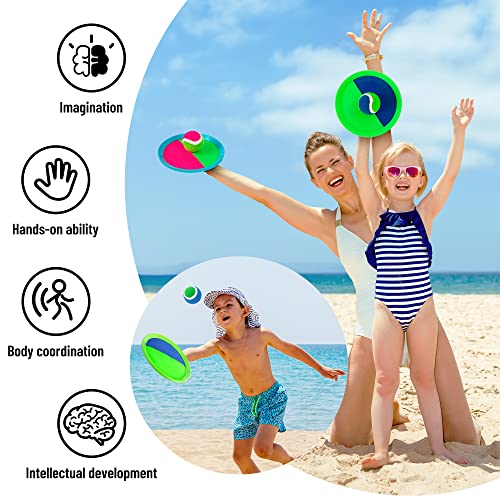Homotte Toss and Catch Ball Set for Kids Age 3 4 5 6 7 8+ Catch Game Toys, Outdoor Playground Ball Game Set, Outside Toys Backyard Catch Ball Set with 4 Rackets, 4 Balls, 2 Bags - Thumbnail 3