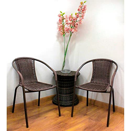 Poltrona em Aço com Fibra Sintética Rattan Marrom 77x53x58 Cm