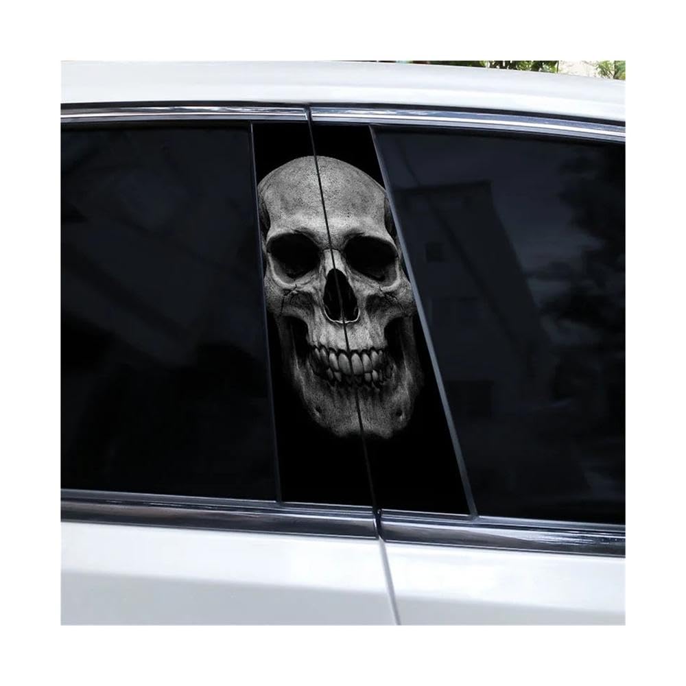 Bertdcx L Flame Skul Car B-Pillar Waterproof Viny Cover Scratch Car Sticker Auto Parts(L)