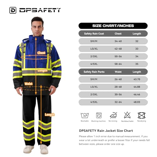 Image of Hi Vis Safety rain Jacket,Reflective Class 3 Rain coat with Inner Mesh Lining and Pockets High Visibility Waterproof work Rain Suits for men&women(Blue,LG /XL)