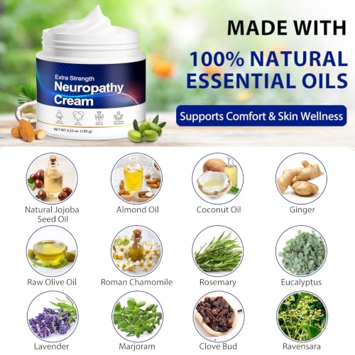 Neuropathie Creme, Neuropathy Cream für Füße, Beine, Hände, Rücken mit Arnika Lavendel B6, natürliche Calm Massage Gel für Muskeln & Gelenk