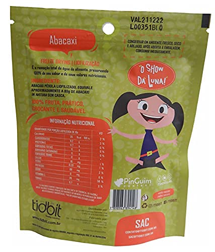 O SHOW DA LUNA - Snacks de Banana, Abacaxi e Manga 100% FRUTA (Mix 12 Pacotes)