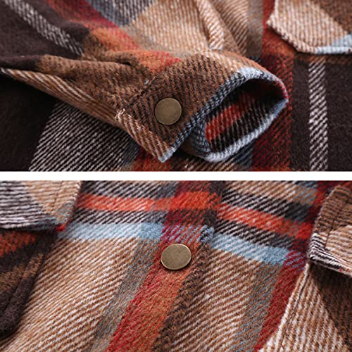 Girls Casual Long Sleeve Plaid Shirt Kids Toddler Retro Oversized Flannel Button Down Dovetail Blouse Top 6