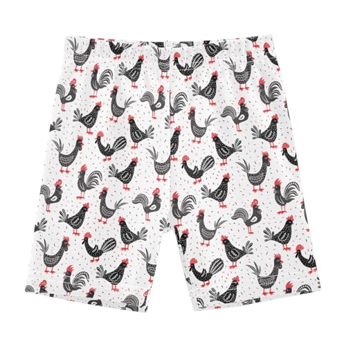 JHKKU Girls Roosters Shorts Cotton Cartwheel Bike Kids Biker Under Dress Dance Short Girl Clothes 10Y