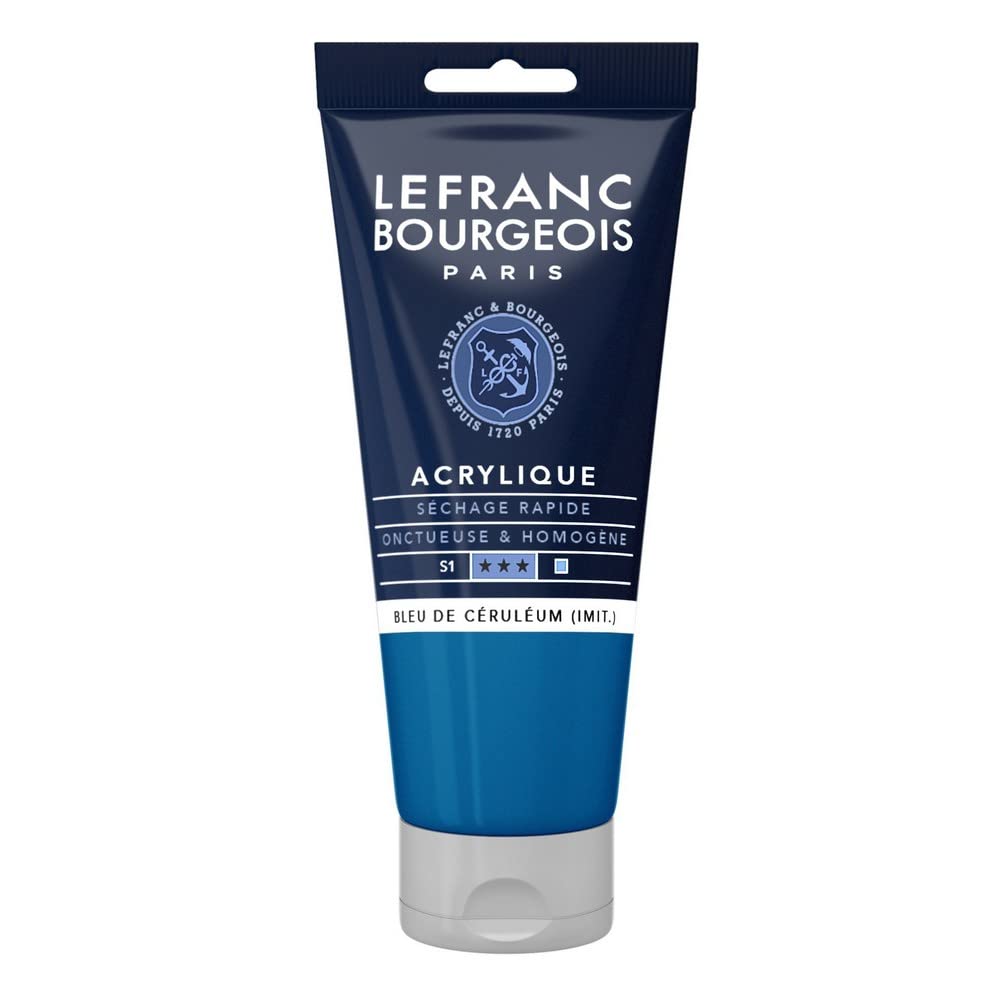 Lefranc Bourgeois 300361 Fine Acrylic Paint - Celin Blue Colour, 80 ml Tube, Creamy Acrylic Paint, Water-Based, Quick Drying, Lightfast, Waterproof