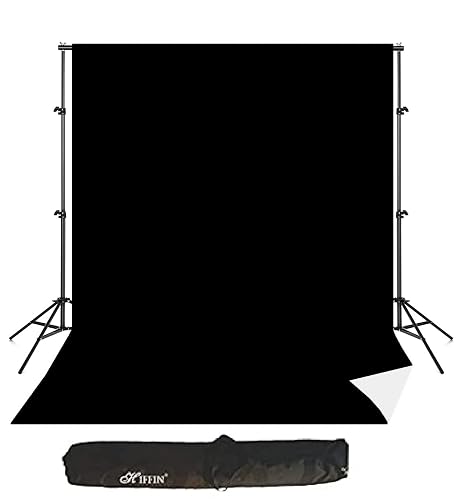 HIFFIN® 2 in 1 Photography Backdrop 8x12ft Black & White with 9x9ft Backgroud Stand Kit Washable Background Screen Carry Bag, (B01 + 2 in 1 White & Black Backdrop)