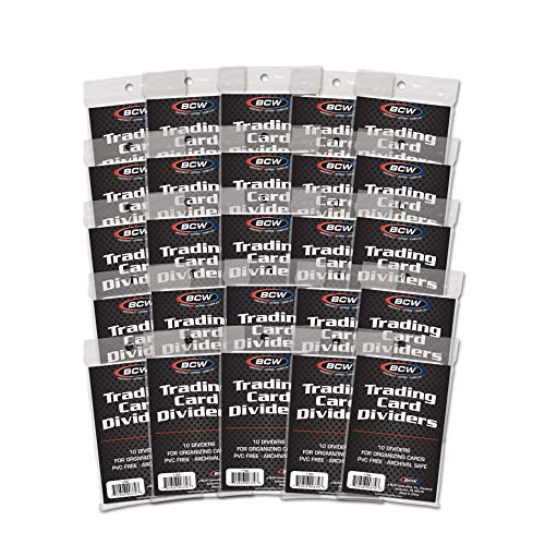 BCW Trading Card Dividers – 10 Dividers per Pack (Quantity of 25 Packs, 250 Cards Total)