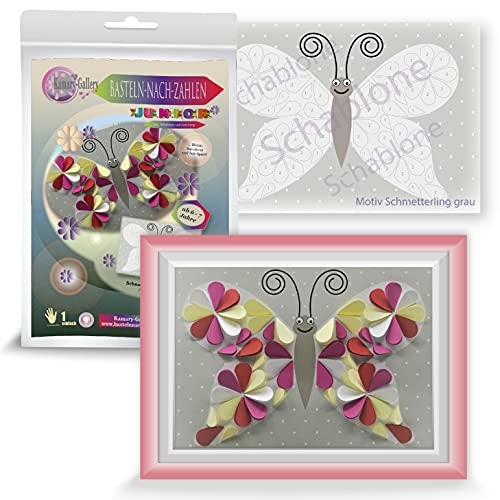 Papierbastelset Schmetterling für Kinder ab 6 Jahre, Basteln nach Zahlen, 3D basteln mit Papier, Kindergeburtstag Gastgeschenk Mädchen Cover