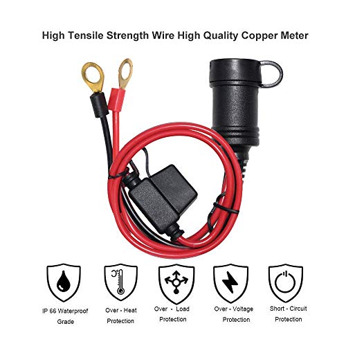 Sparking 3Ft Car Female Cigarette Lighter Plug Socket To Eyelet Terminals 12V Extension Cable With 10A Fuse (3Ft) #TOP5