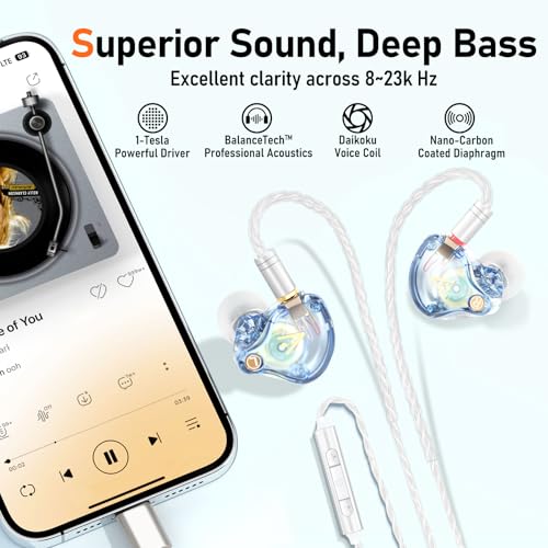 Image of Audiovance Vibes 202MC USB-C HiFi Wired Earbuds, Type-C Headphones with Mic