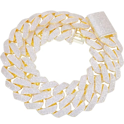 Ucciyo 30MM Oversized Miami Cuban Link Chain Big Men Iced Out Cuban Link Chain Necklace 14k Gold Plated Bling Luxury Jewelry