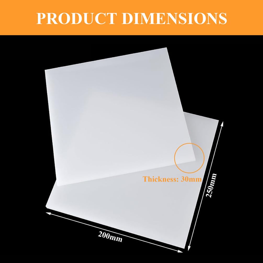 Lastra Quadrata in Nylon Bianco, Dimensioni 200×250 Mm, Spessore 10-30 Mm Adatta per Componenti Meccanici E Applicazioni di Lavorazione Industriale,200×250×30mm