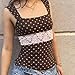 MANGMAO Emo Coquette Cropped Top Grunge 2000s Spaghetti Strap Tops Streetwear Vintage Camisole Y2k Cheetah Tops (Large,Brown Polka Dot)