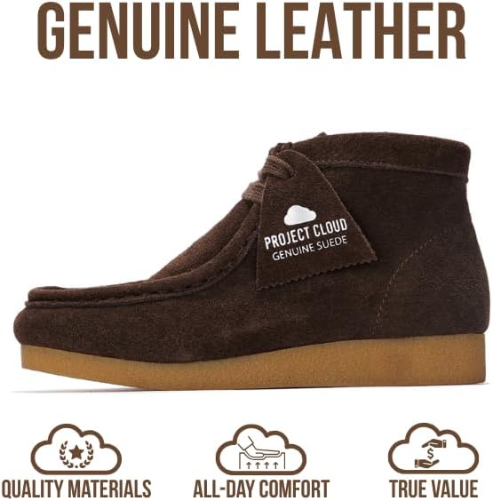 Project Cloud Kids Boots 100% Genuine Leather Chukka Non-Slip Fall Shoes Girls Boots for Kids with Memory Foam Insole & Gum Rubber Sole Boys & Girls Shoes (Kids Wallyboot) - Image 5