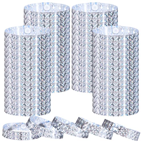 200Pcs Holographic Plastic Wristbands Silver Party Wristbands Vinyl Waterproof Wristbands for Events Club Music Festivals