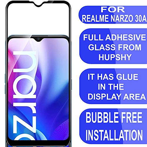 Image of Screen Protector for Realme Narzo 30A (Black) Tempered Glass Edge-to-Edge 6D Screen Guard With Installation Kit